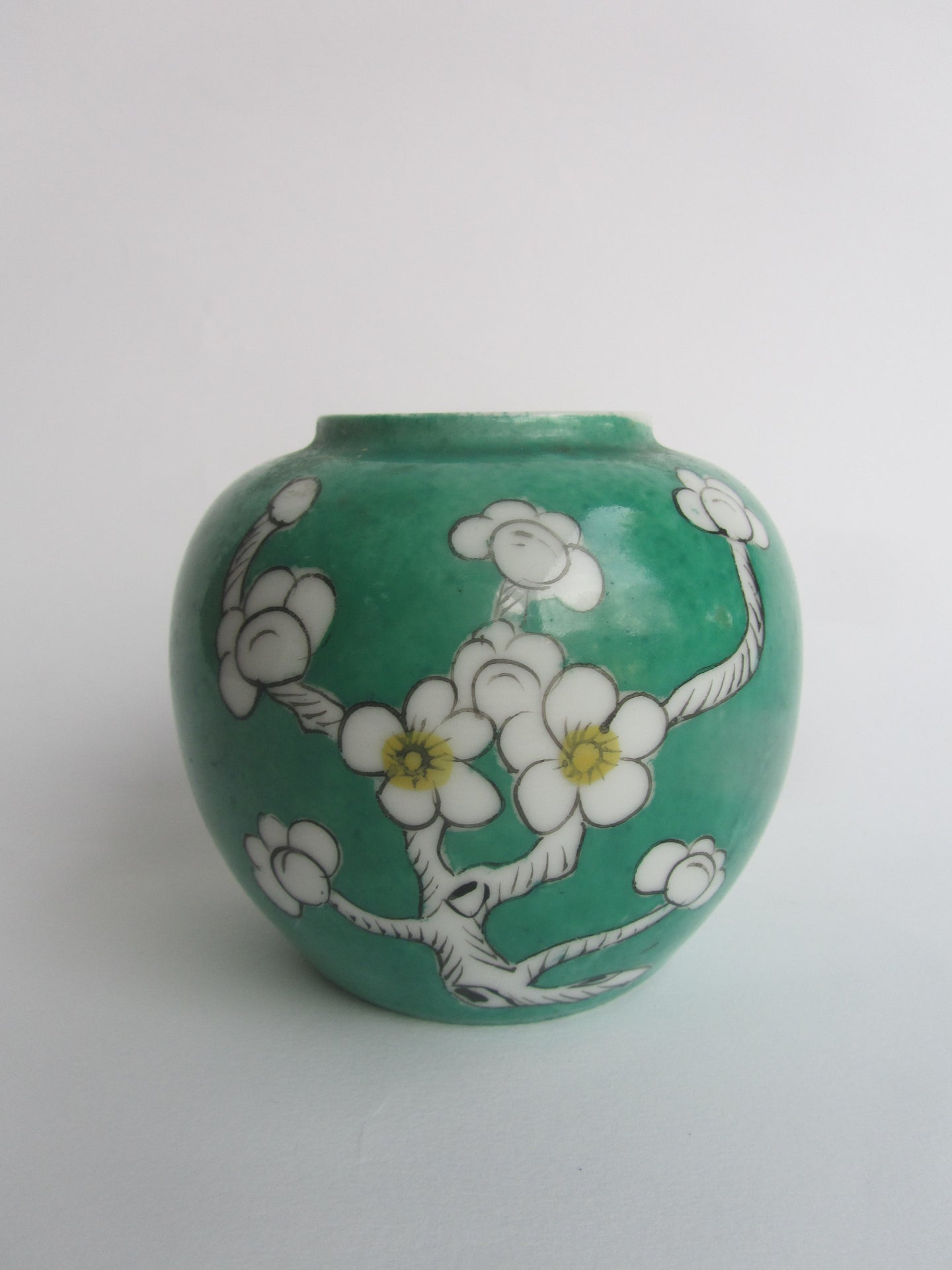 Vintage Small Green Glazed ‘Prunus’ Ginger Jar