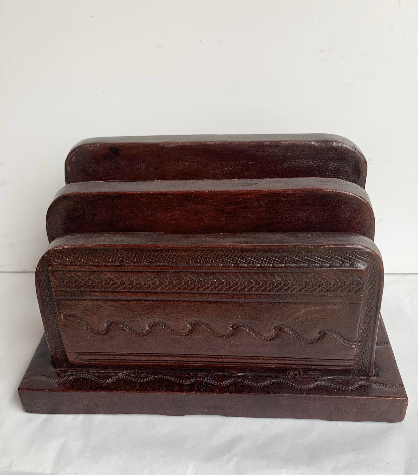 Vintage Ornate Leather Letter Rack