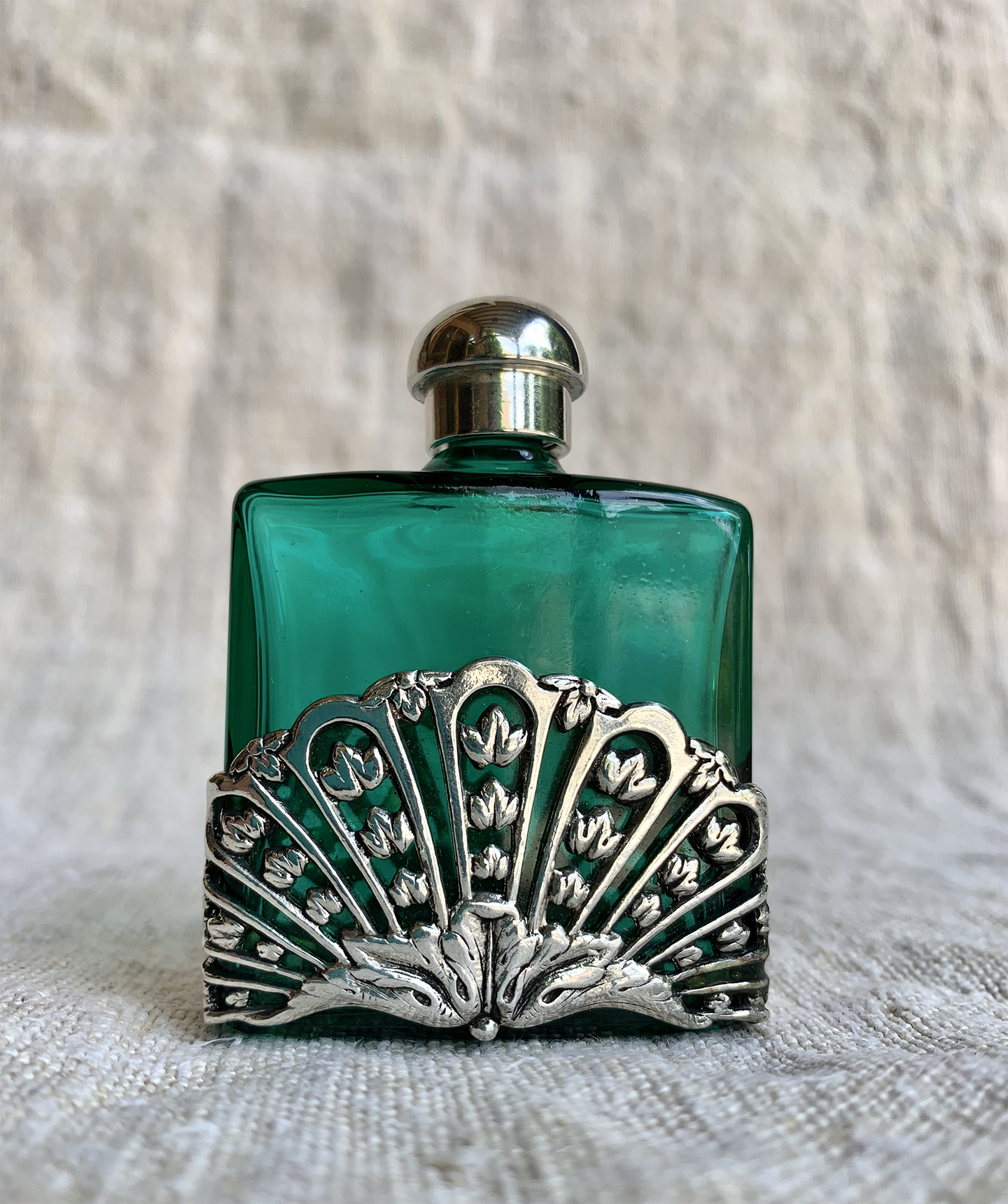 Beautiful Vintage First Impressions Green Perfume Bottle in an Art Nouveaux Style Design