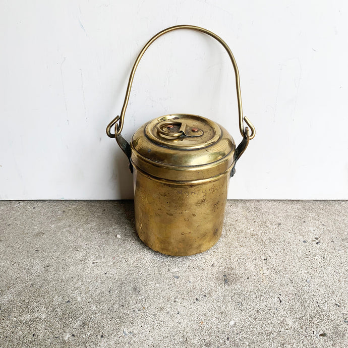 Charming Vintage Brass Storage Canister with Handle - Freya's Trading Post
