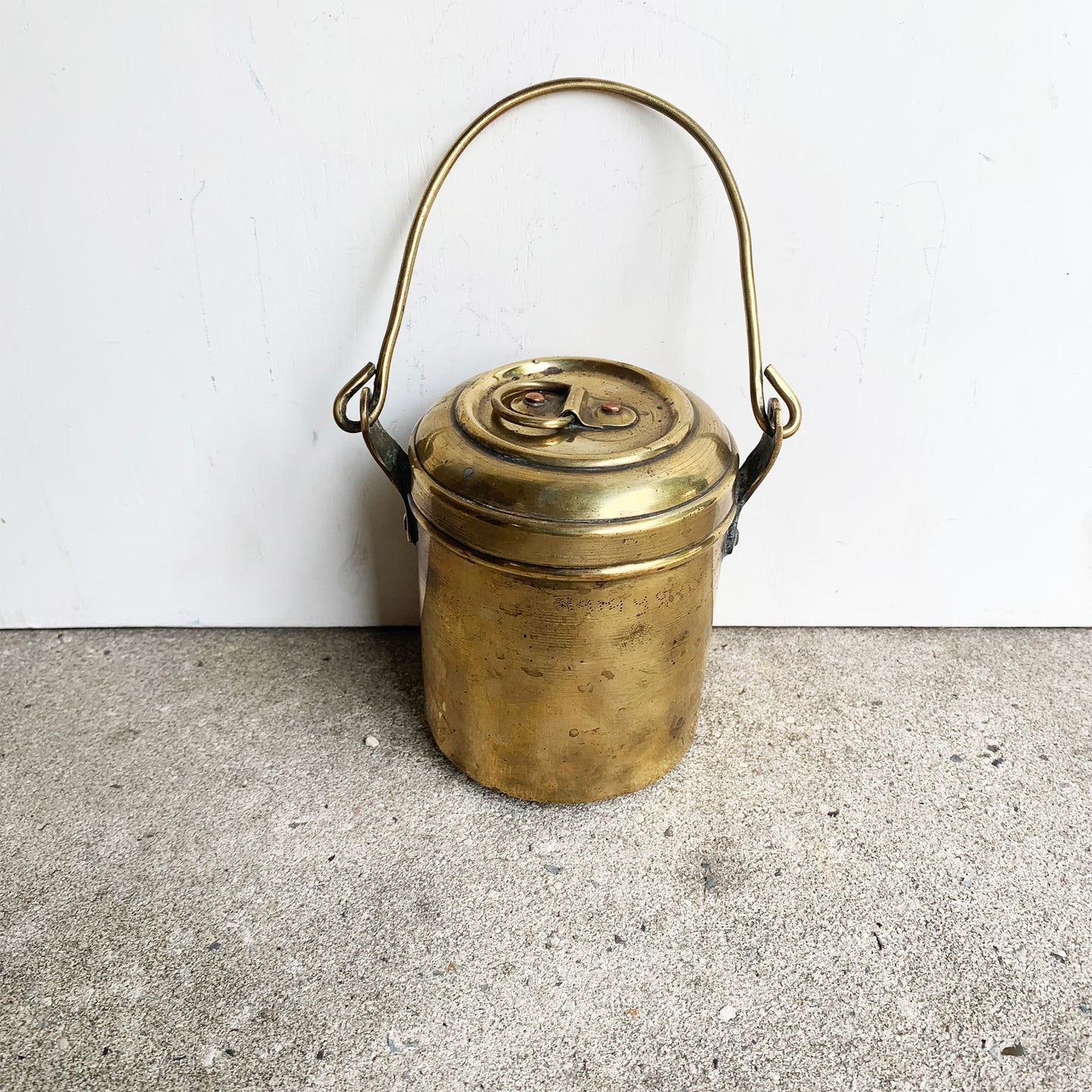 Charming Vintage Brass Storage Canister with Handle