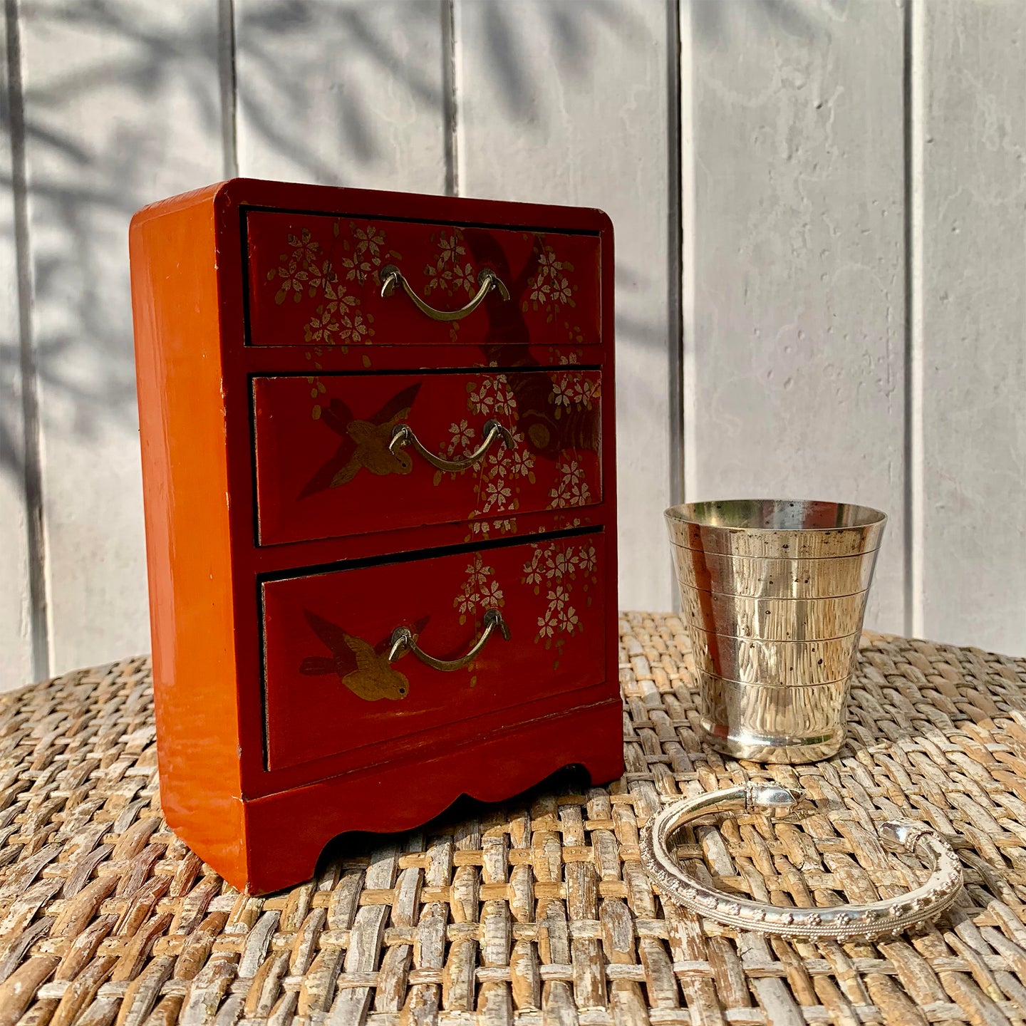 Charming Vintage Japanese Lacquer Miniature Chest of Drawers