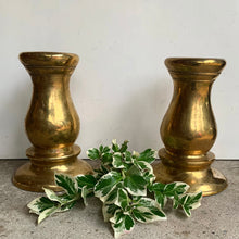 Load image into Gallery viewer, Pair of Vintage Brass, Bronze Patina Candlesticks
