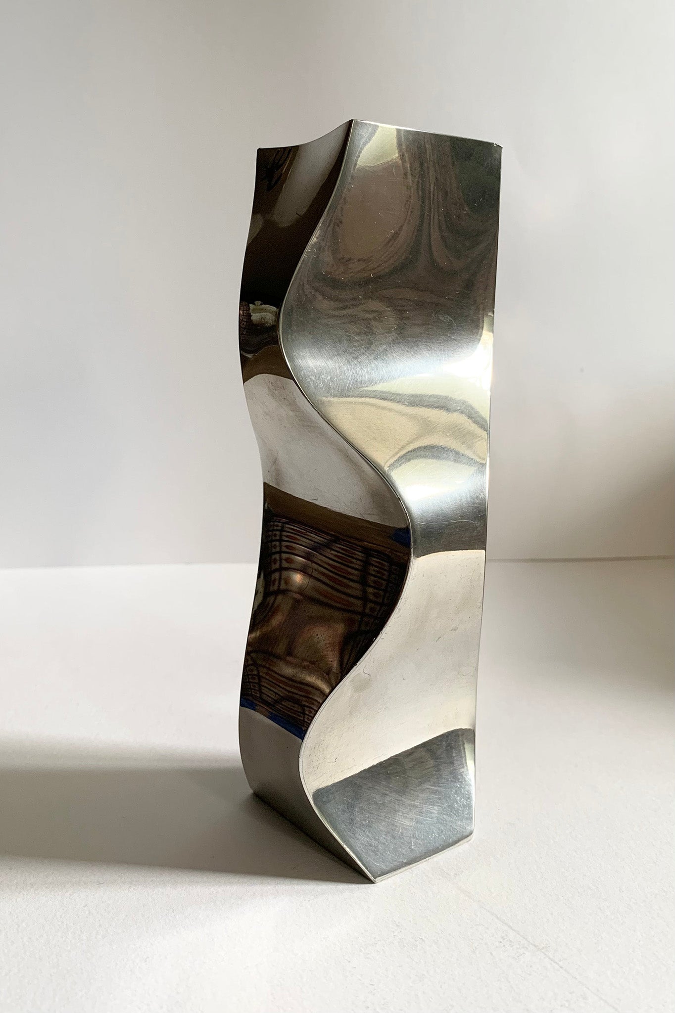 Rare Contemporary Design Twist Pewter Vase - Stunning