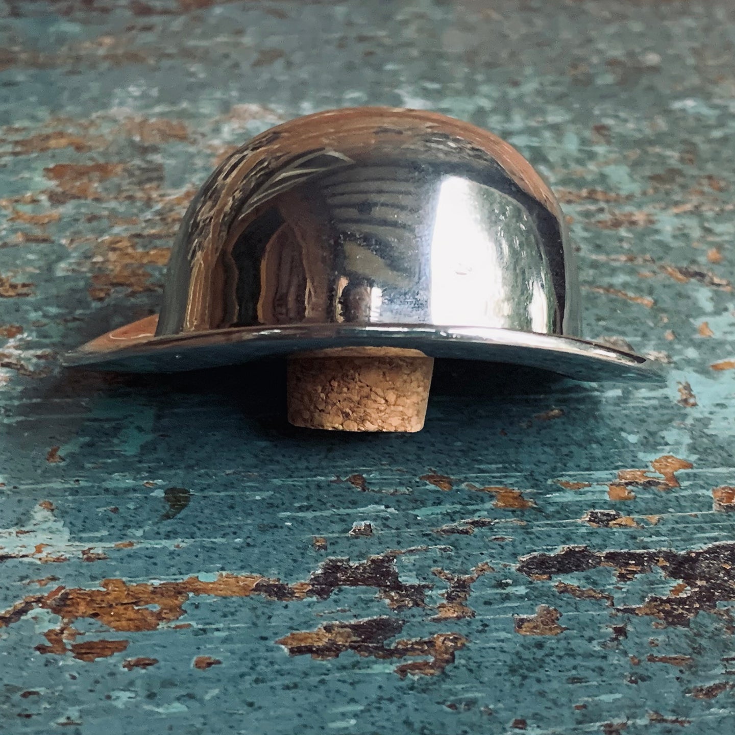 Unusual and Stylish Silver Plated Vintage Bottle Stopper in the Form of a Bowler Hat