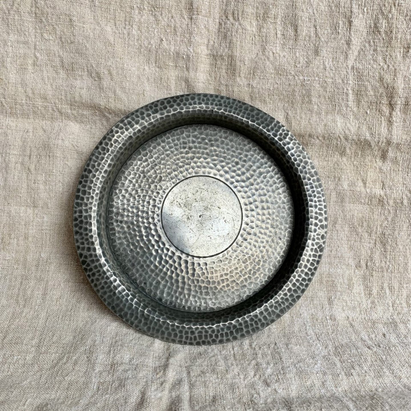 Stylish Vintage Malayan Hammered Pewter Dish