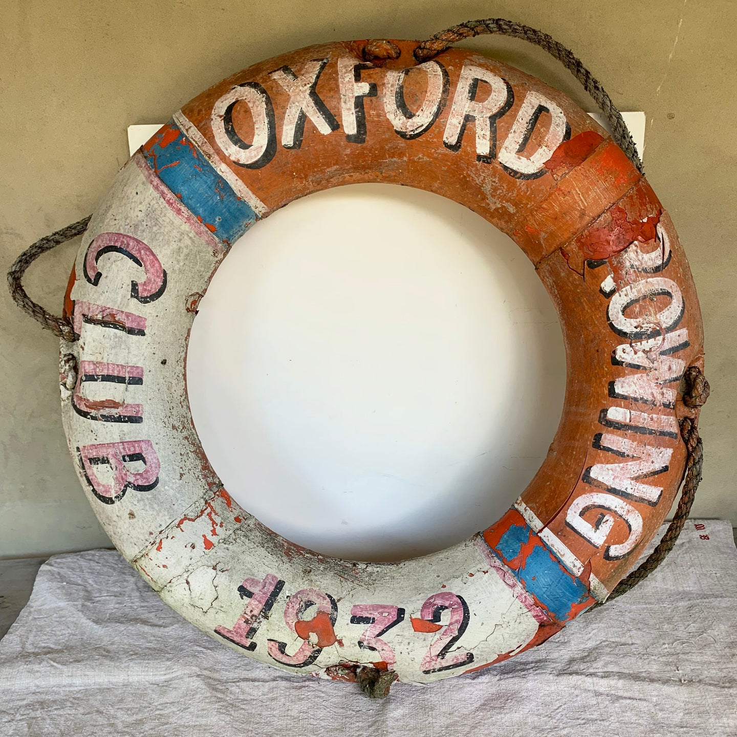 Wonderful Vintage 1932 'Oxford Rowing Club' Painted Ring Buoy Preserver