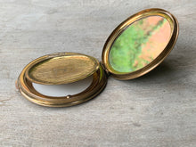 Load image into Gallery viewer, Beautiful Vintage Navy Stratton Mirror Compact with Gold and Floral Design
