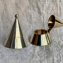 Load image into Gallery viewer, Elegant Vintage Polished Brass Ink Well or Tea Light Holder Cone Shape Design
