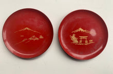 Load image into Gallery viewer, Vintage Complete Set of 6  Japanese Red Lacquer Coasters in a beautiful decorative storage box
