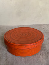 Load image into Gallery viewer, Originally part of a Vintage Nesting Box Set with a matte orange/red rust toned lacquer style finish
