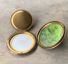 Load image into Gallery viewer, Beautiful Vintage Navy Stratton Mirror Compact with Gold and Floral Design
