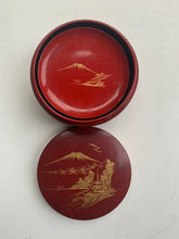 Load image into Gallery viewer, Vintage Japanese Red Lacquer Coasters in a beautiful decorative storage box
