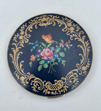 Load image into Gallery viewer, Beautiful Vintage Navy Stratton Mirror Compact with Gold and Floral Design
