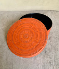 Load image into Gallery viewer, Originally part of a Vintage Nesting Box Set with a matte orange/red rust toned lacquer style finish
