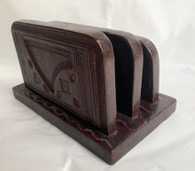 Load image into Gallery viewer, Vintage Ornate Leather Letter Rack
