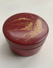 Load image into Gallery viewer, Vintage Complete Set of 6  Japanese Red Lacquer Coasters in a beautiful decorative storage box
