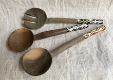 Load image into Gallery viewer, 2 Stylish Vintage Hand Carved African Wooden Spoons and 1 Serving Fork
