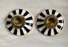 Load image into Gallery viewer, Super Stylish Pair of Navy and White Circus Candleholders
