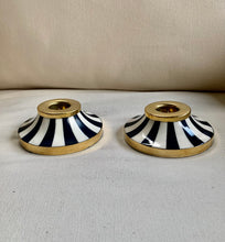 Load image into Gallery viewer, Super Stylish Pair of Navy and White Circus Candleholders
