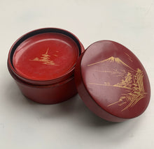 Load image into Gallery viewer, Vintage Complete Set of 6  Japanese Red Lacquer Coasters in a beautiful decorative storage box
