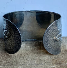 Load image into Gallery viewer, Beautiful Arts and Crafts Style Hammered Pewter Foil Cuff Bangle
