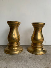 Load image into Gallery viewer, Pair of Vintage Brass, Bronze Patina Candlesticks
