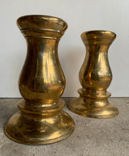 Load image into Gallery viewer, Pair of Vintage Brass, Bronze Patina Candlesticks
